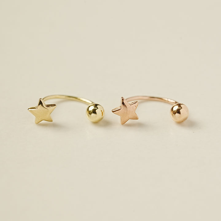 14K Gold Mini Star Curve Piercing 20G