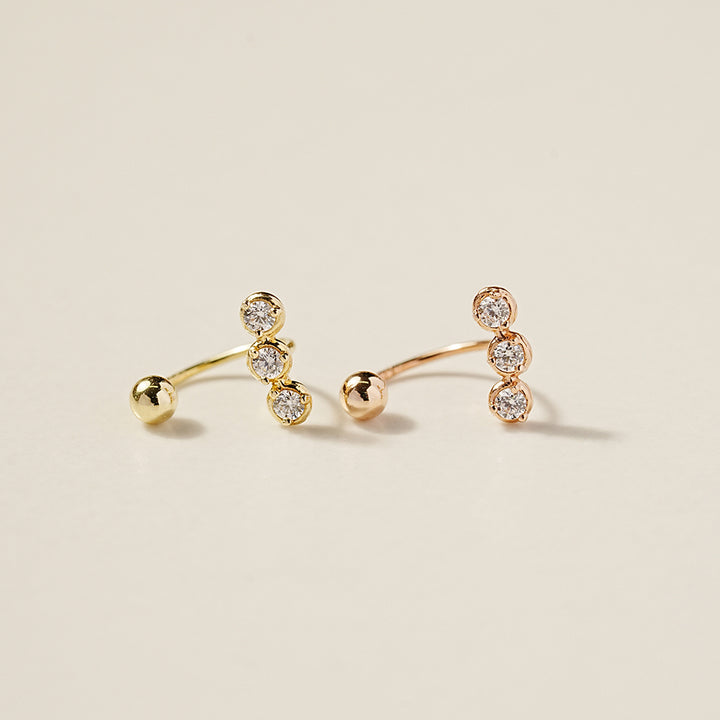 14K Gold Triple Cubic Curve Piercing 20G