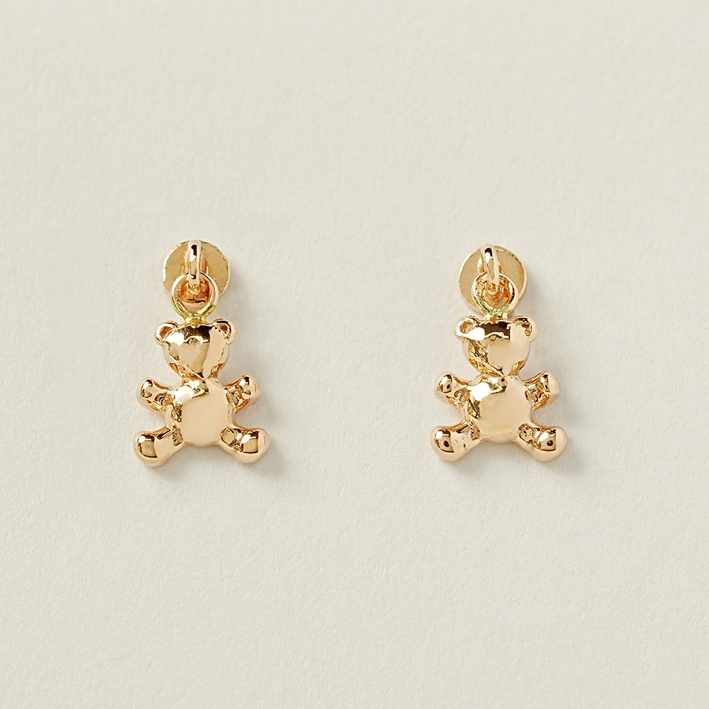 14K Gold Baby Teddy Bear Drop Cartilage Earring 20G