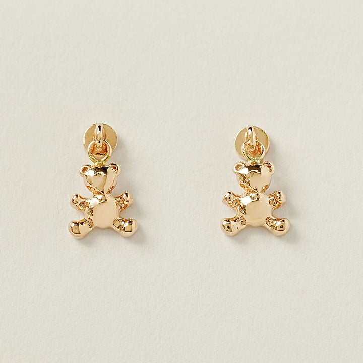 14K Gold Baby Teddy Bear Drop Cartilage Earring 20G