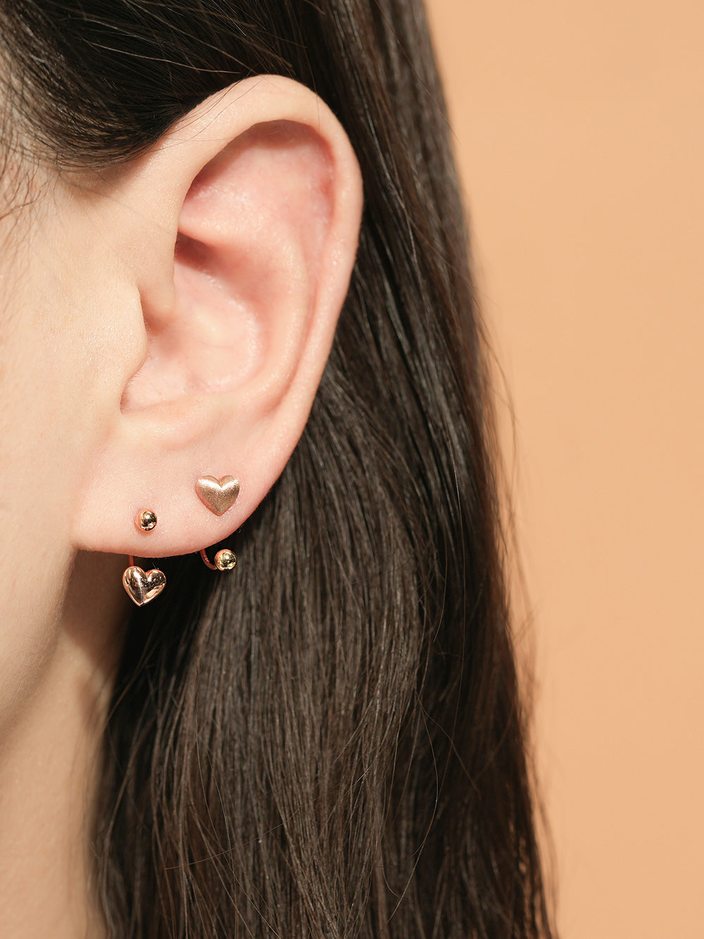 14K Gold Volume Heart Curve Piercing 20G