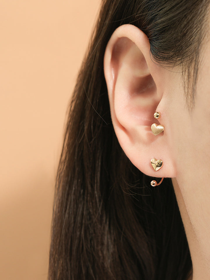 14K Gold Volume Heart Curve Piercing 20G