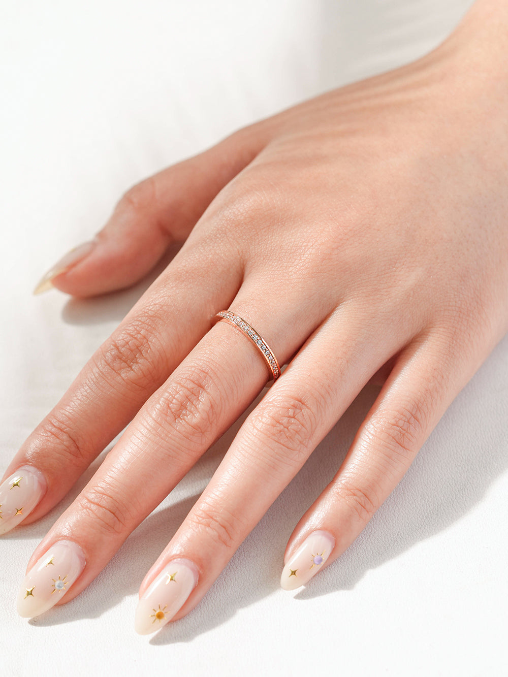 14K 18K Gold Round Cubic Layered Guard Ring