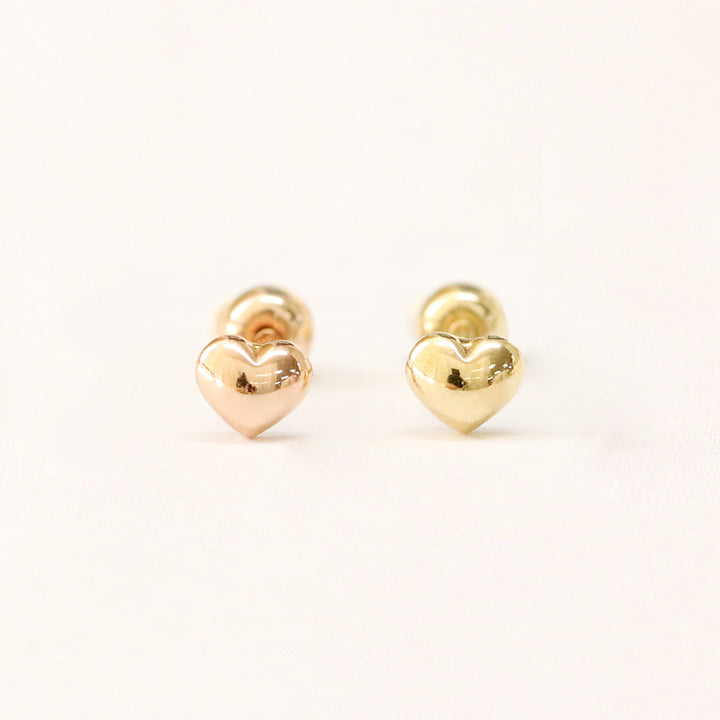 14K Gold Minimi Bean Heart Cartilage Earring 20G18G16G