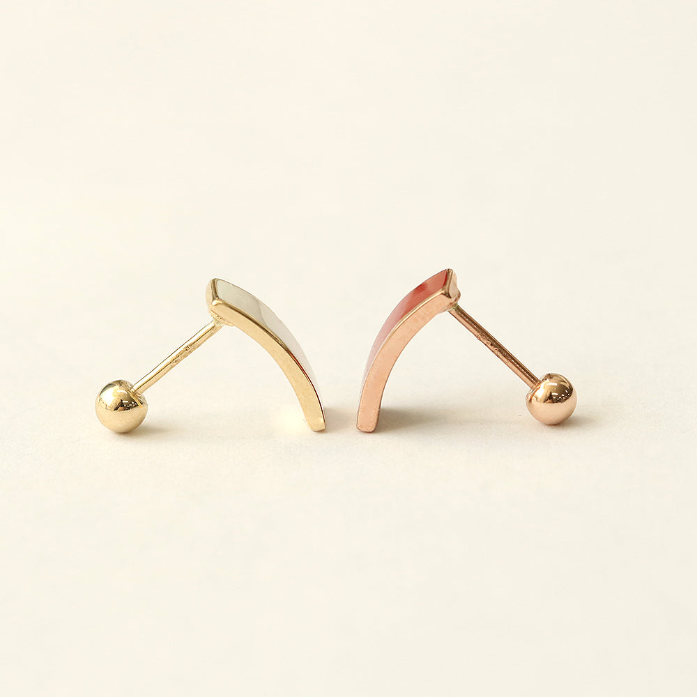 14K Gold Enamel Curve Stick Cartilage Earring 20G18G16G