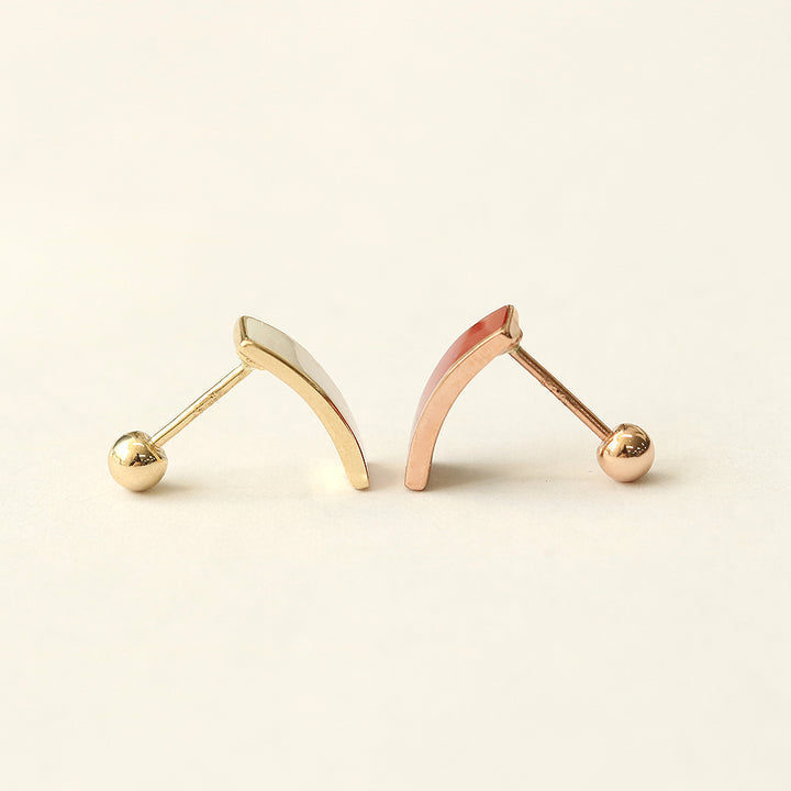 14K Gold Enamel Curve Stick Cartilage Earring 20G18G16G