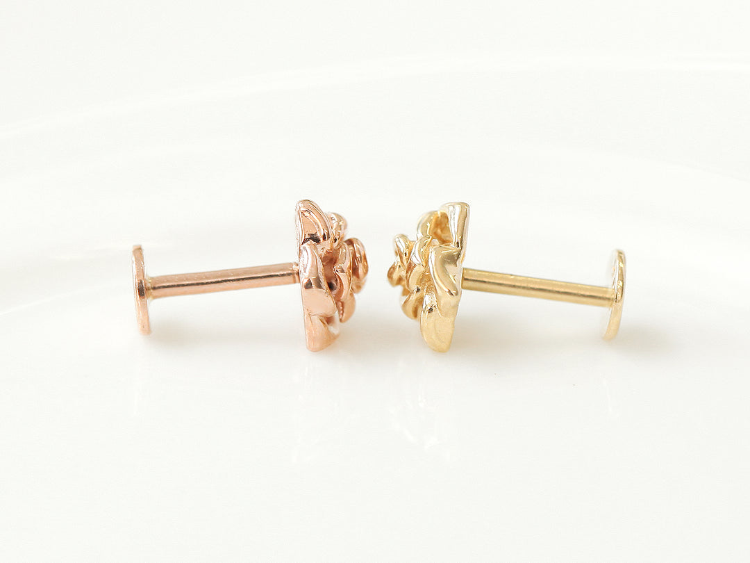 14K Gold Rose Flower Labret Piercing 18G16G