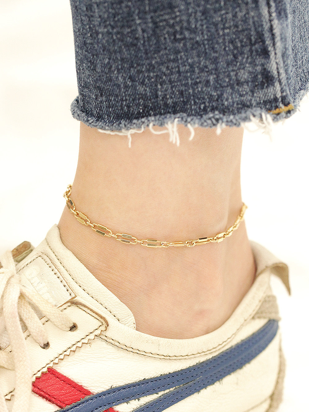 14K Gold Clip Lock Chain Bracelet Anklet