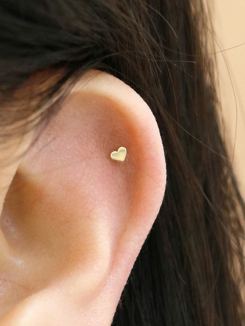 14K gold Tiny Heart Star Moon cartilage earring 20g