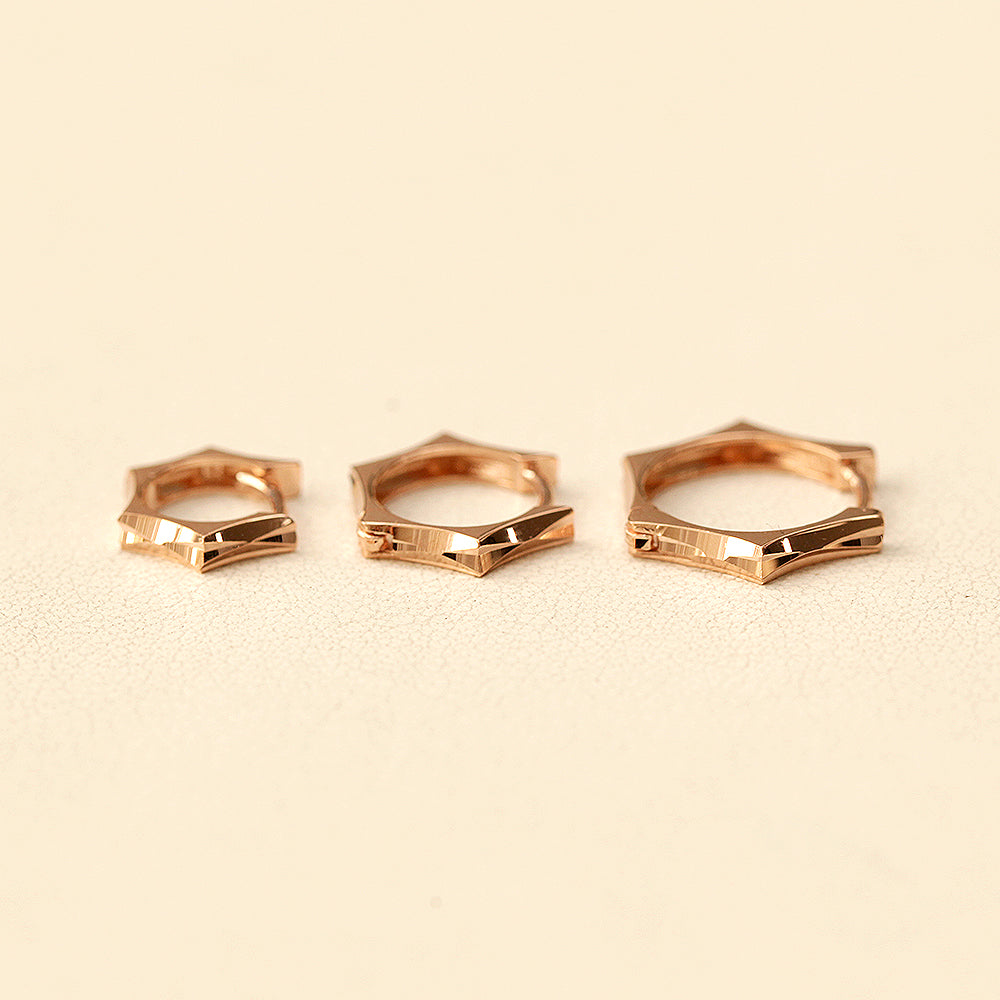 14K Gold Pentagon Hoop Earring 20G