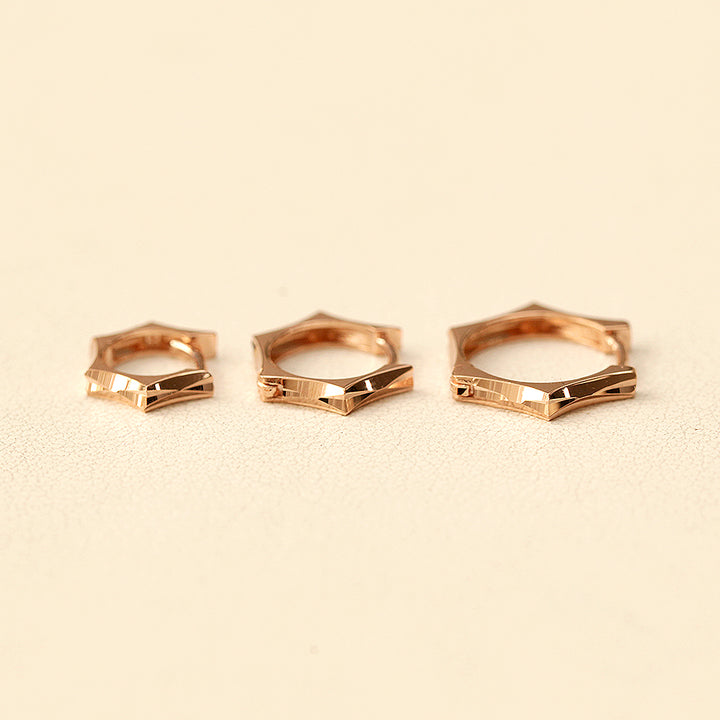 14K Gold Pentagon Hoop Earring 20G