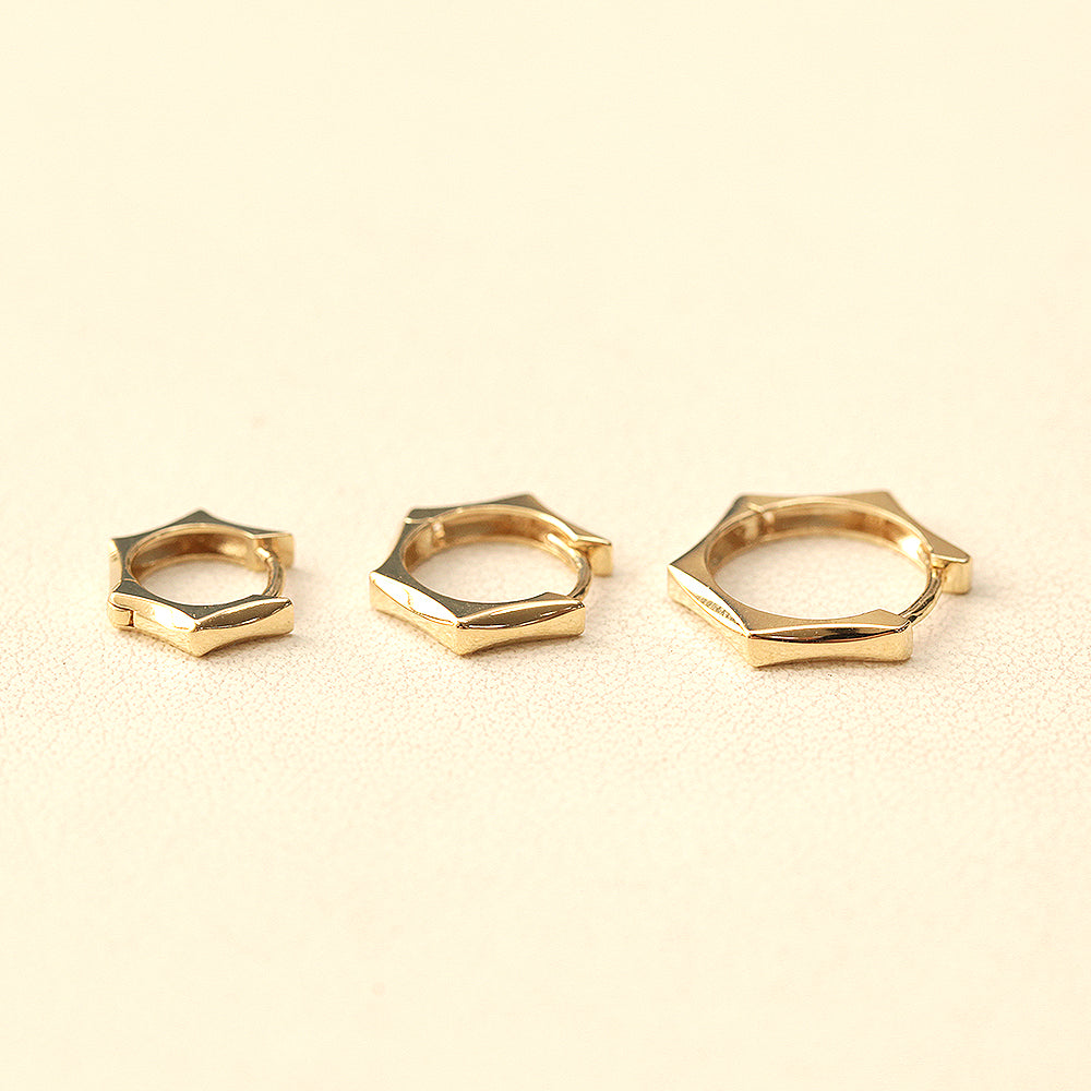 14K Gold Pentagon Hoop Earring 20G