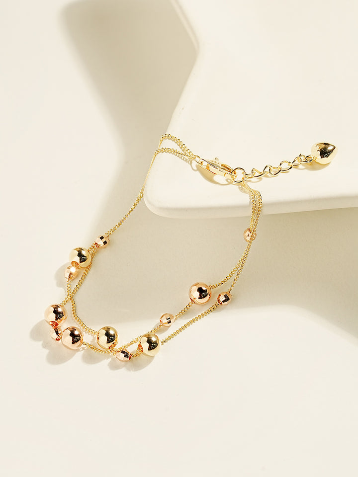 14K Gold Mix Round Ball Bracelet