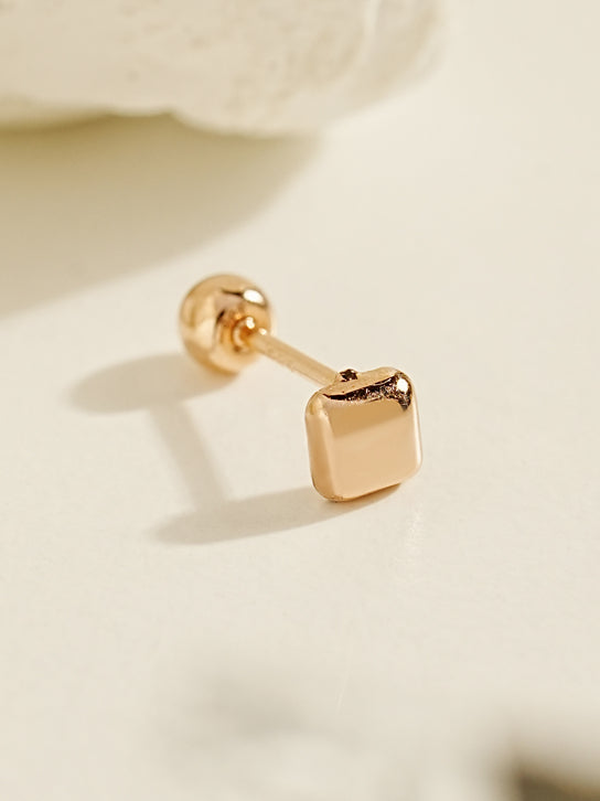 14K Gold Candy Square Cartilage Earring 20G