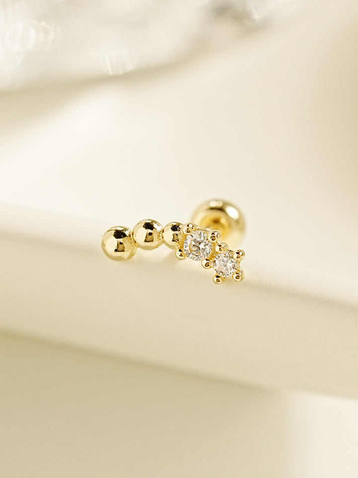 14K Gold Wonderful Dot Cartilage Earring 20G