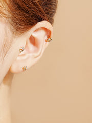 14K Gold Twin Dot Cartilage Earring 20G