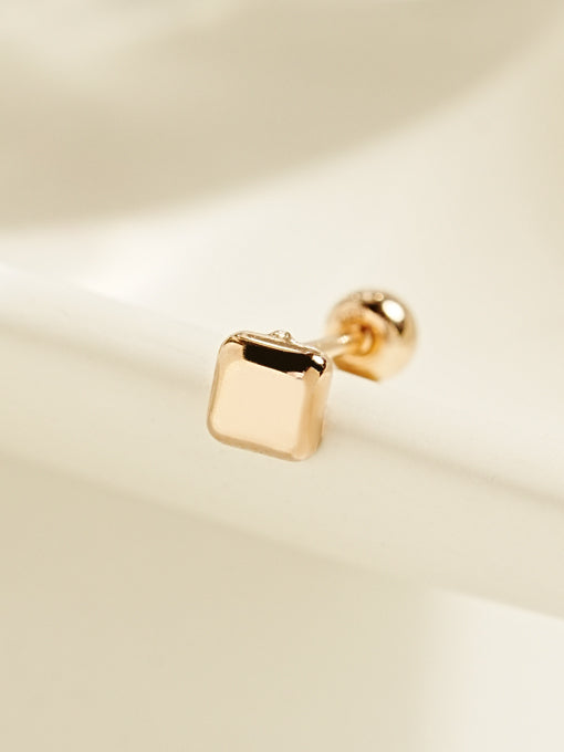 14K Gold Candy Square Cartilage Earring 20G