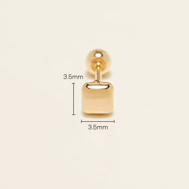 14K Gold Candy Square Cartilage Earring 20G