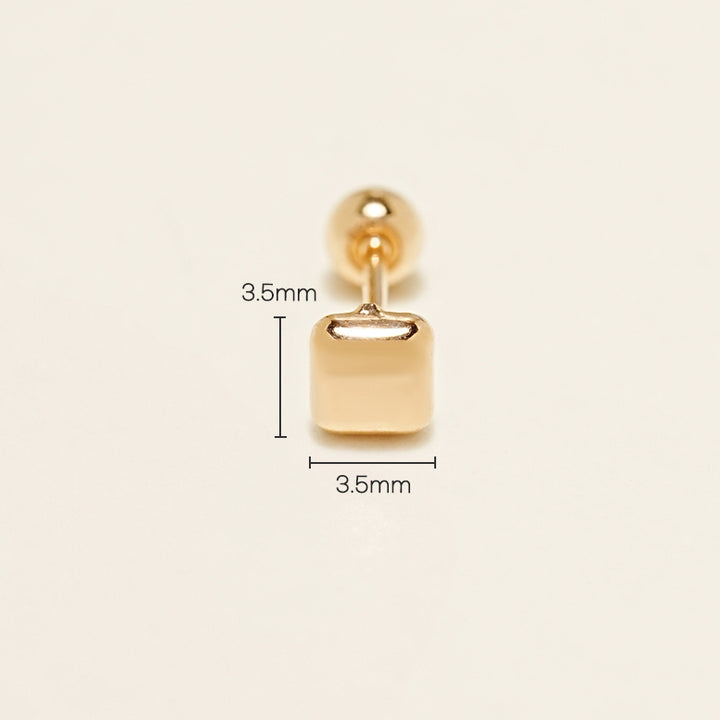 14K Gold Candy Square Cartilage Earring 20G