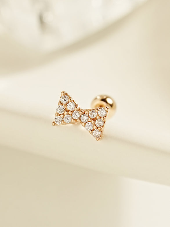 14K Gold Tiny Ribbon Cartilage Earring 20G