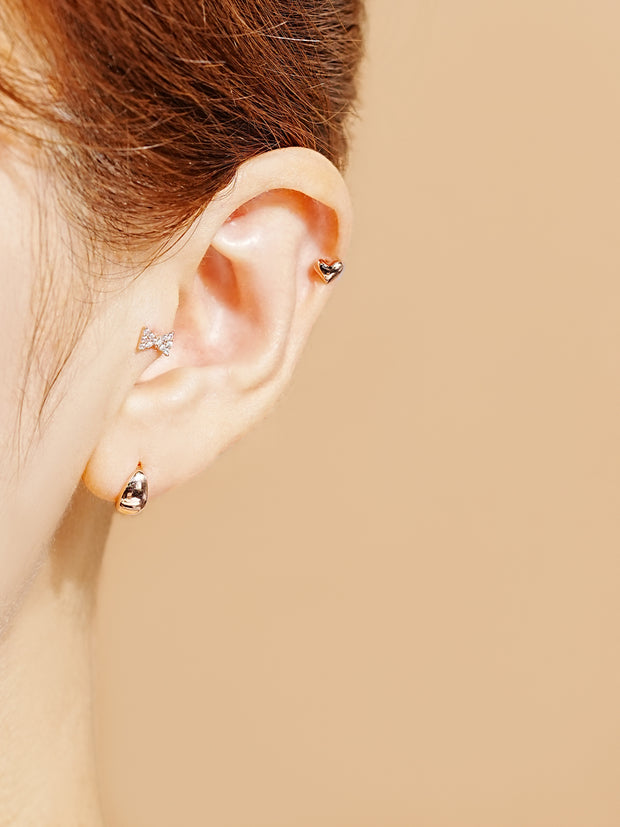 14K Gold Tiny Ribbon Cartilage Earring 20G