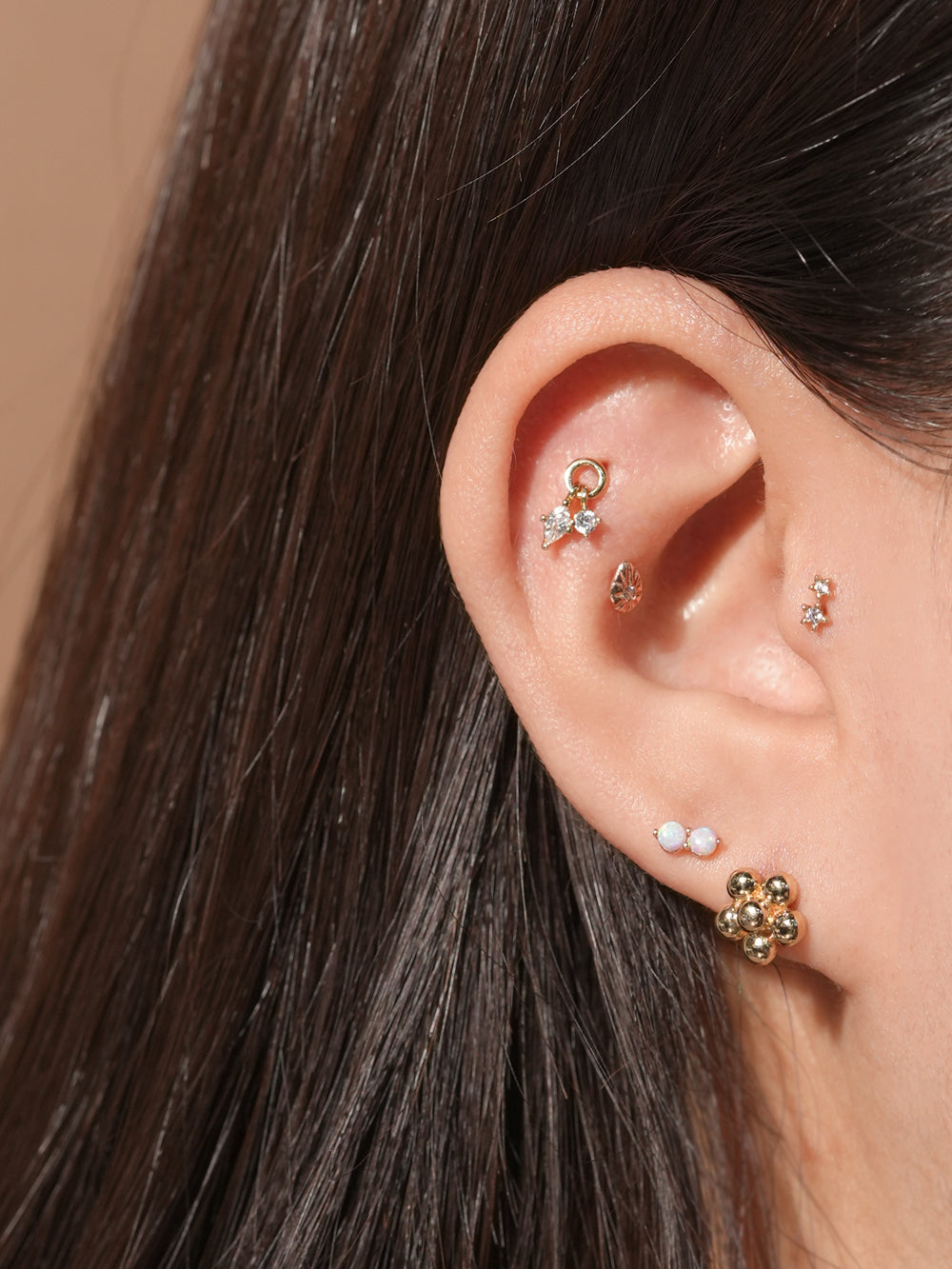 14K Gold Little Star Cartilage Earring 20G18G16G