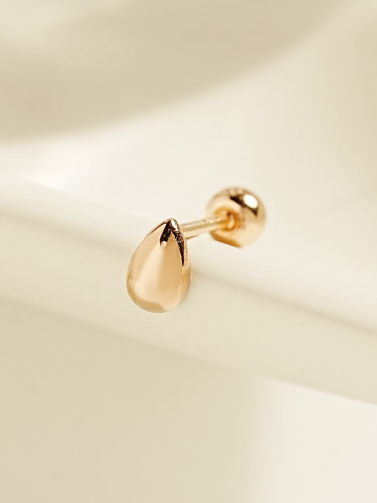 14K Gold Solid Tears Cartilage Earring 20G