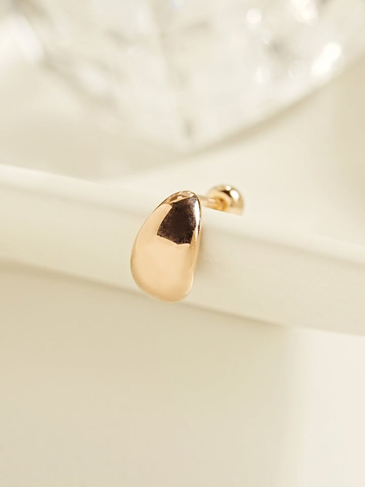 14K Gold Baked Bean Cartilage Earring 20G