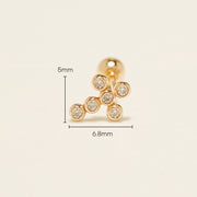 14K Gold Dotted Cross Cartilage Earring 20G