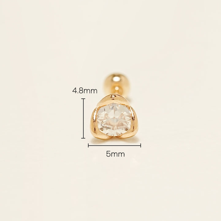 14K Gold Bloom Cubic Cartilage Earring 20G