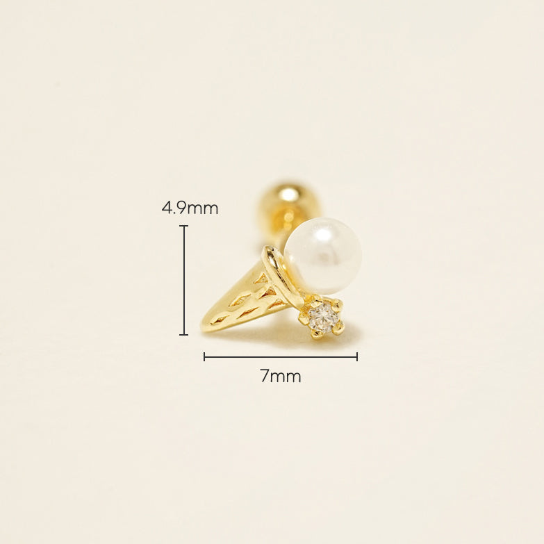 14K Gold Ice Cream Cartilage Earring 20G