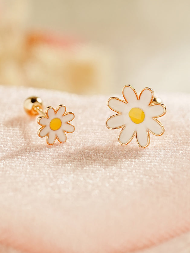 14K Gold Fleabane Flower Cartilage Earring 20G