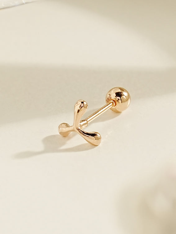 14K Gold Boomerang Cartilage Earring 20G