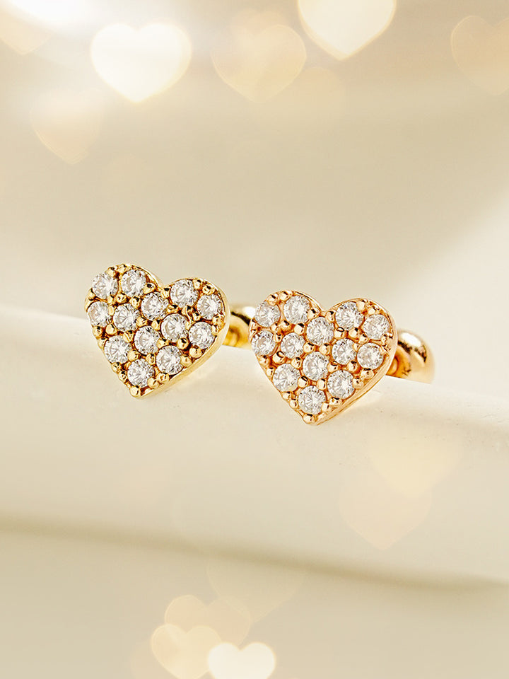 14K Gold Winter Cubic Heart Cartilage Earring 20G18G16G