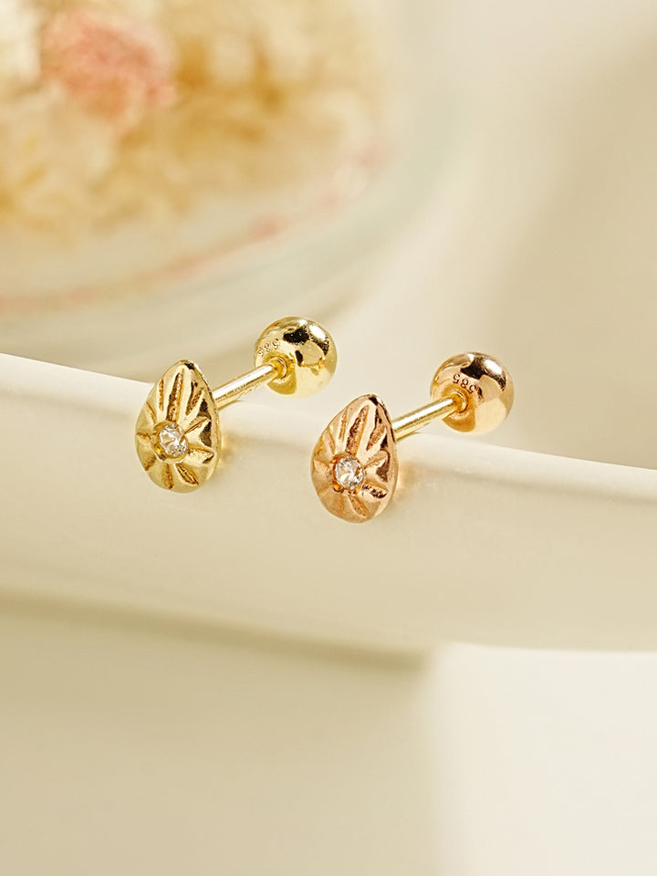 14K Gold Point Egg Cartilage Earring 20G18G16G