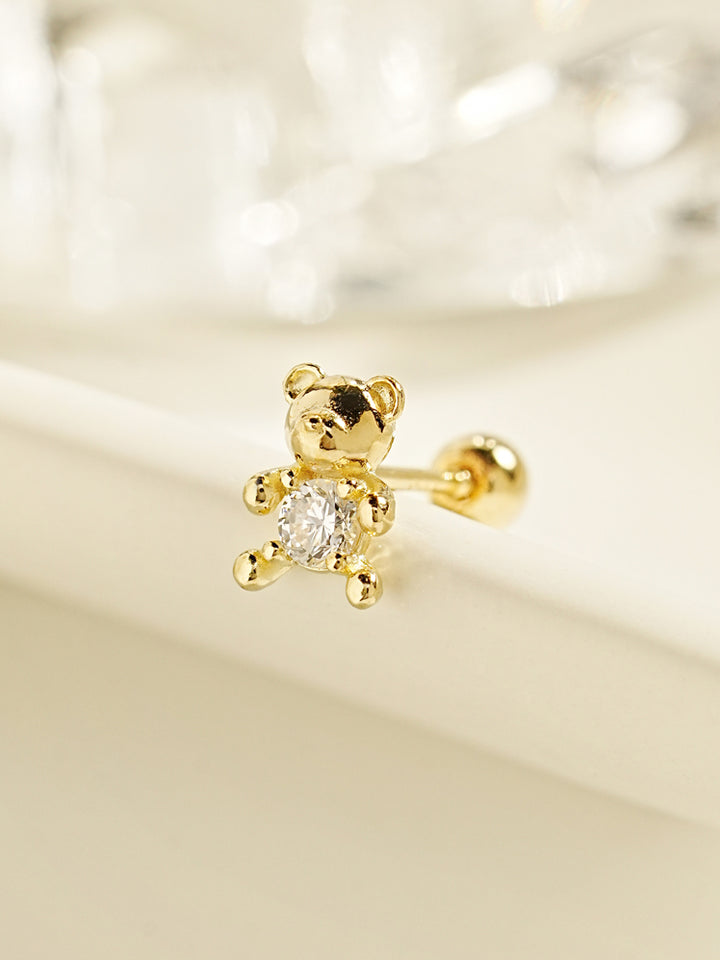 14K Gold Cutie Bear Cartilage Earring 20G