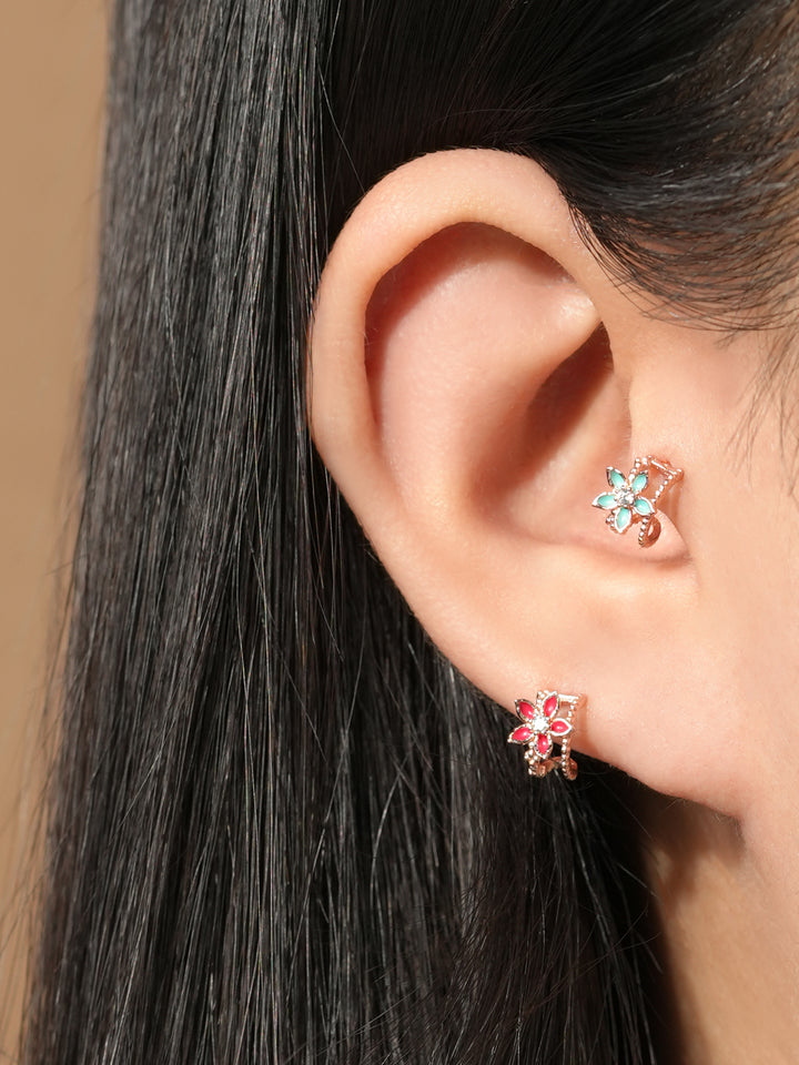 925 Silver Color Basic Flower Cartilage Earring 20G