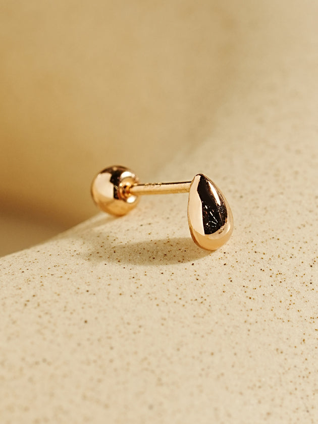 14K Gold Solid Tears Cartilage Earring 20G