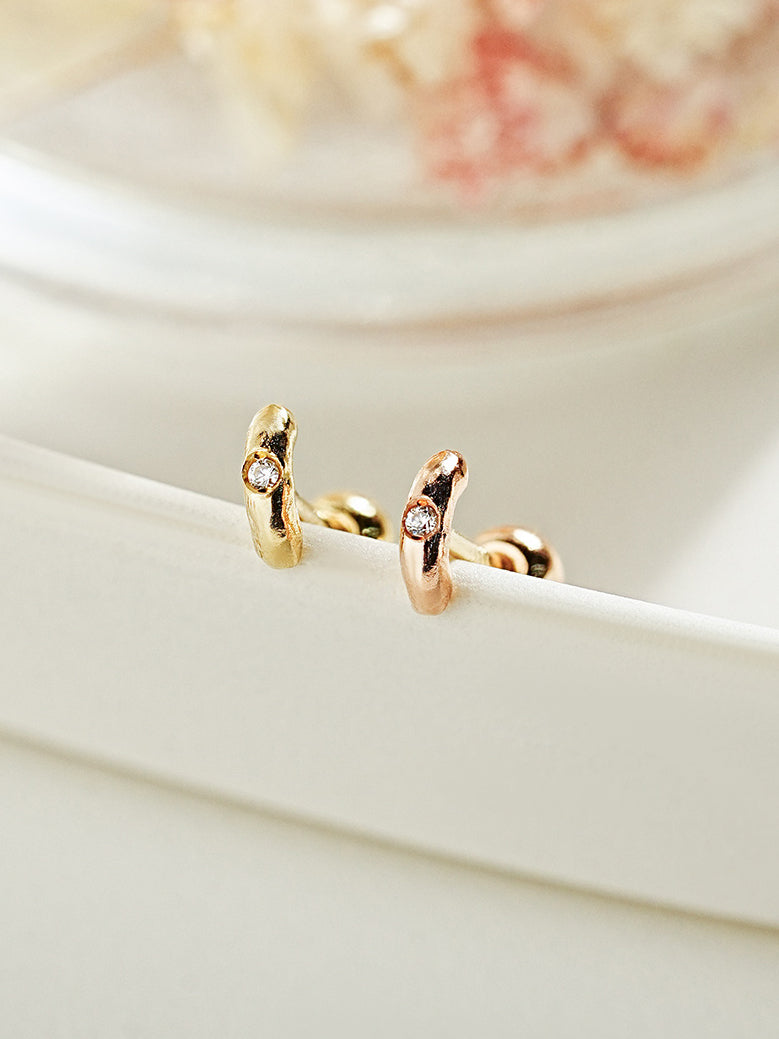 14K Gold Half Minimal Cartilage Earring 20G18G16G