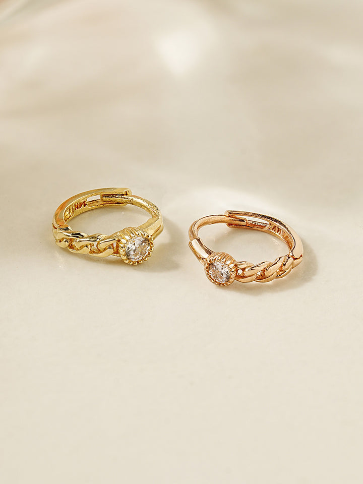 14K 18K Half Chain and CZ Hoop Earring