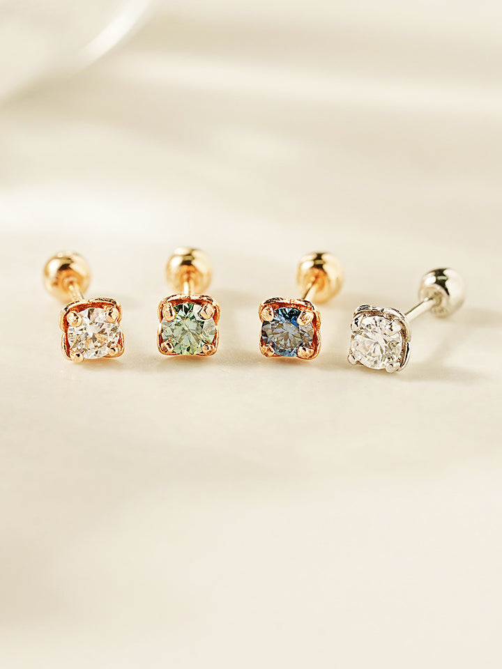 14K Gold Moissanite Kare Cartilage Earring 20G18G16G