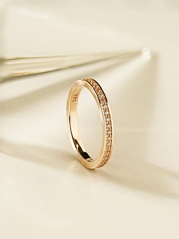 14K 18K Gold Round Cubic Layered Guard Ring