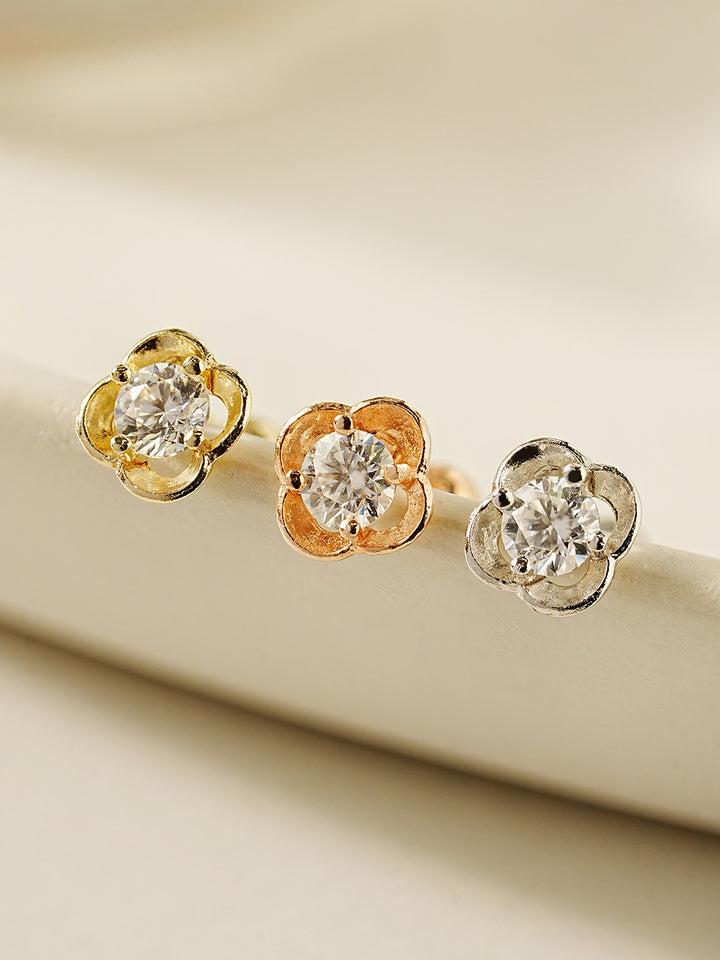 14K Gold Cosmos Flower Moissanite Cartilage Earring 20G18G16G