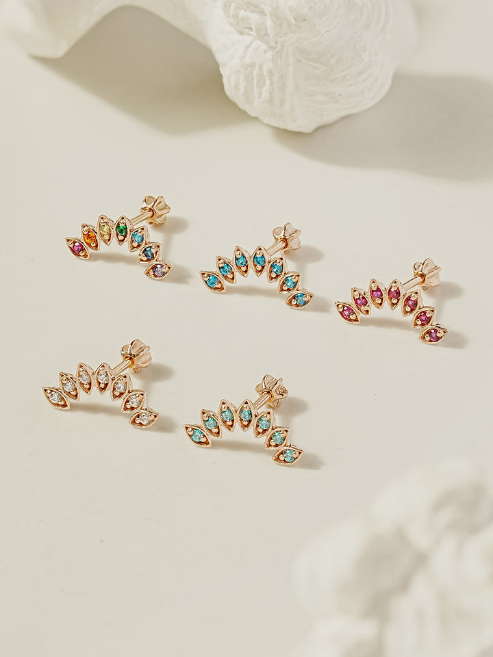 14K Gold Colorful Tiara Cartilage Earring 18G16G