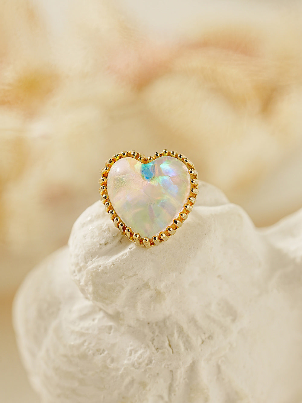 14K Gold Jelly Opal Heart Earring 20G18G16G