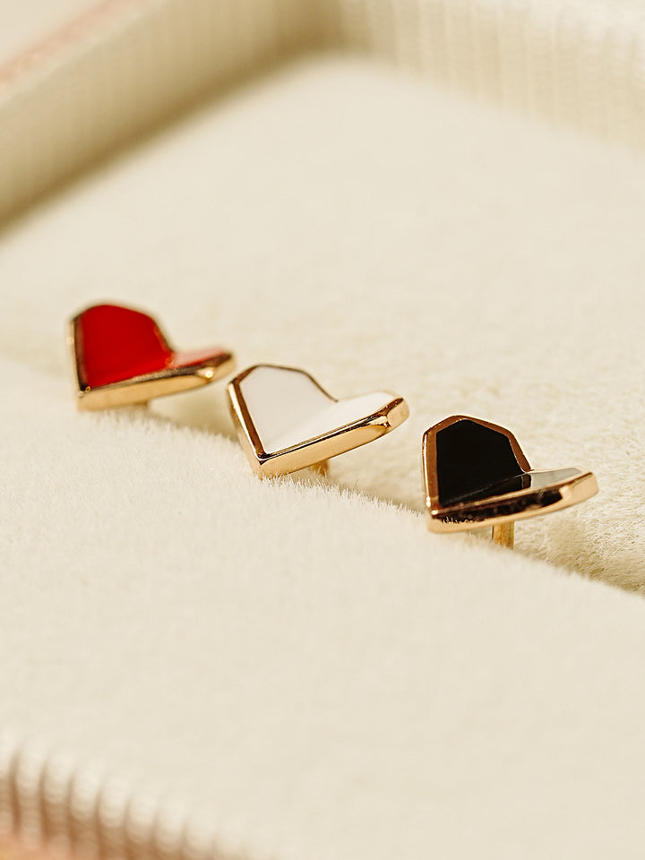 14K Gold Enamel Fold Heart Earring 20G18G16G