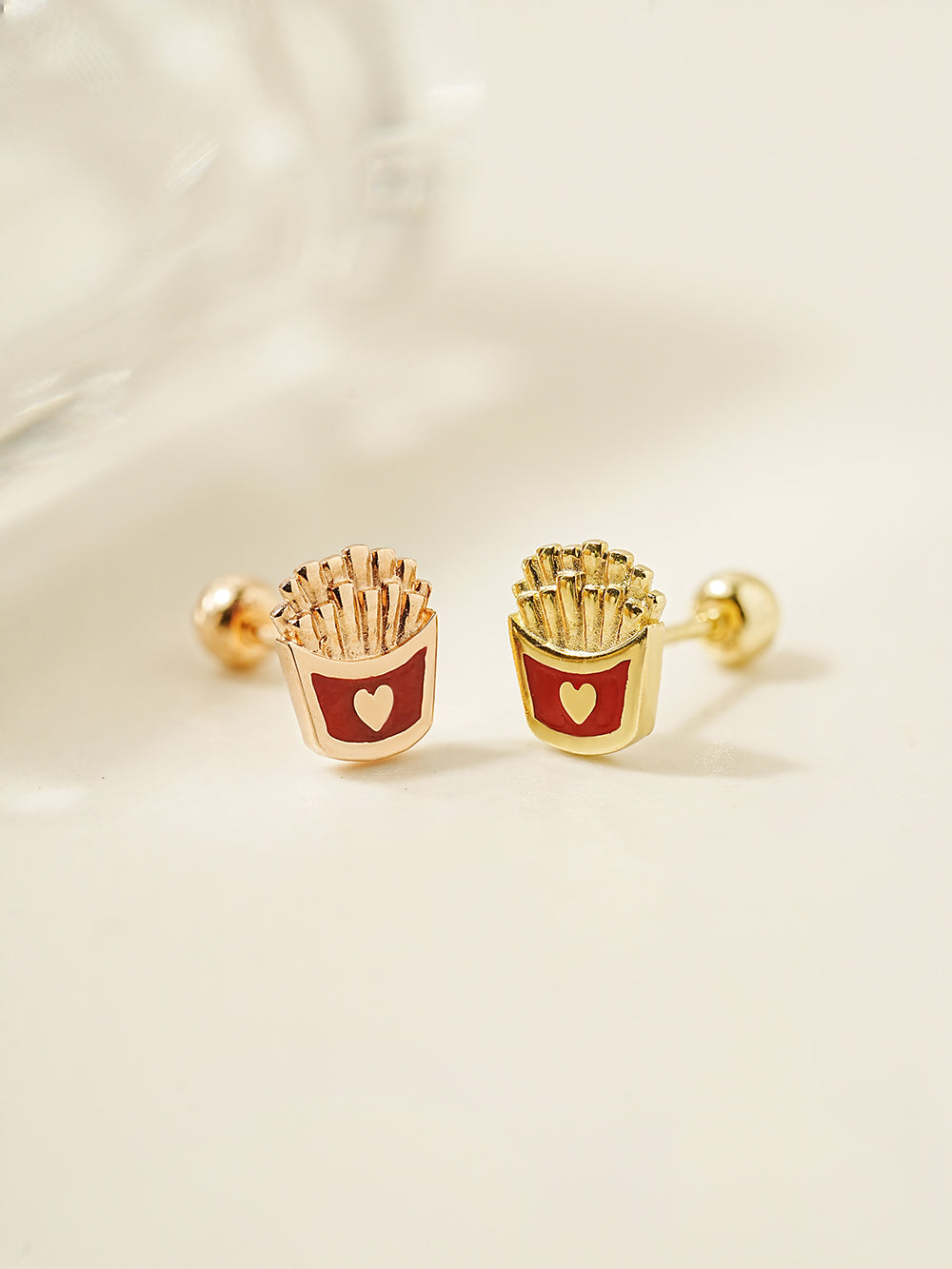 14K Gold Enamel Tasty Chips Cartilage Earring 20G