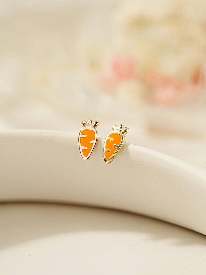 14K Gold Enamel Mini Carrot Cartilage Earring 20G