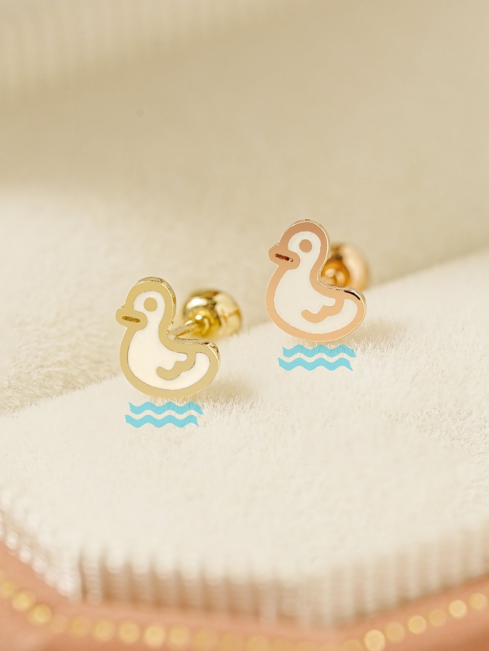 14K Gold Enamel Baby Duck Cartilage Earring 20G