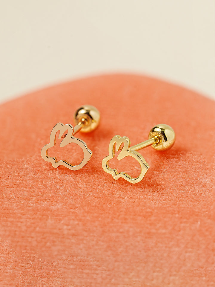 14K Gold Line Rabbit Cartilage Earring 20G